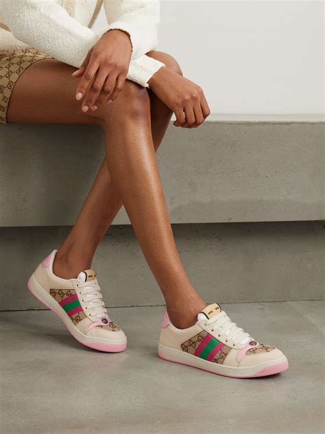 gucci leather canvas high top sneakers|net a porter Gucci sneakers.